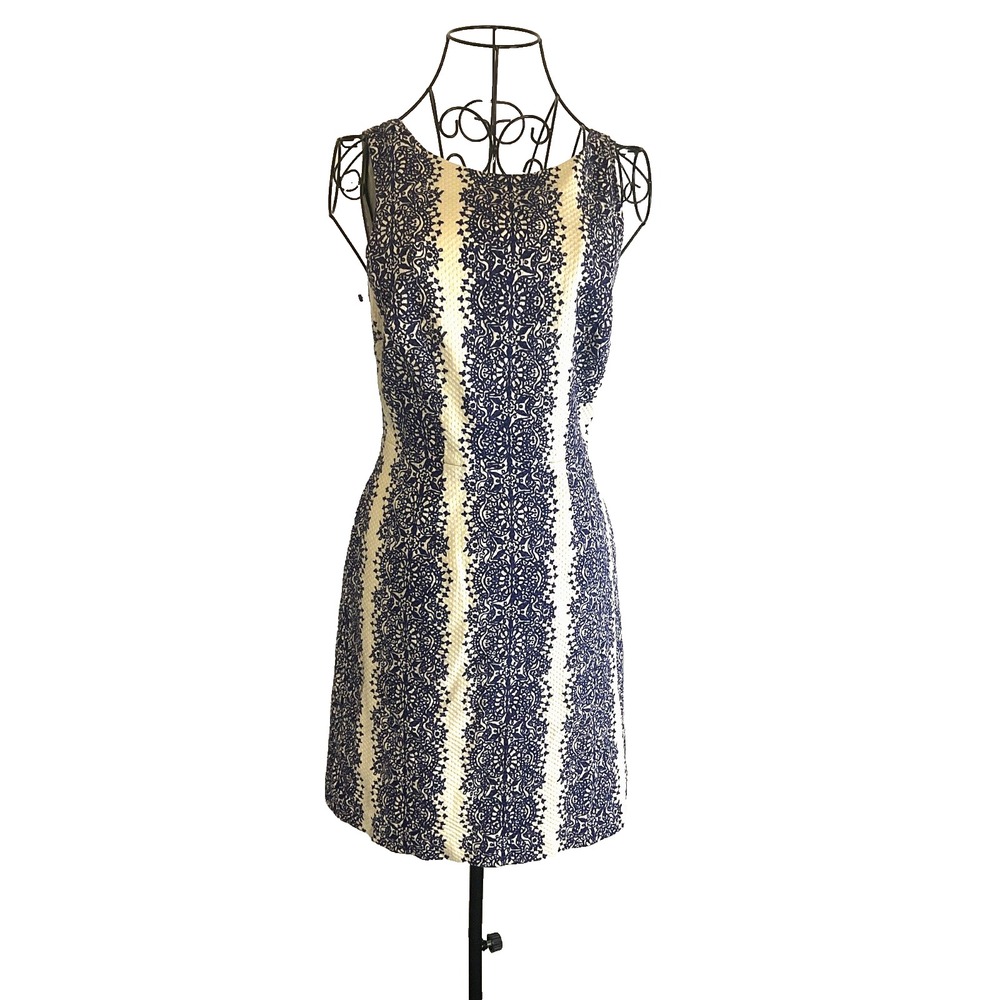 The Limited Women's Navy White Embroidered Sleeveless Belted Dress Size XS/S - Picture 1 of 12